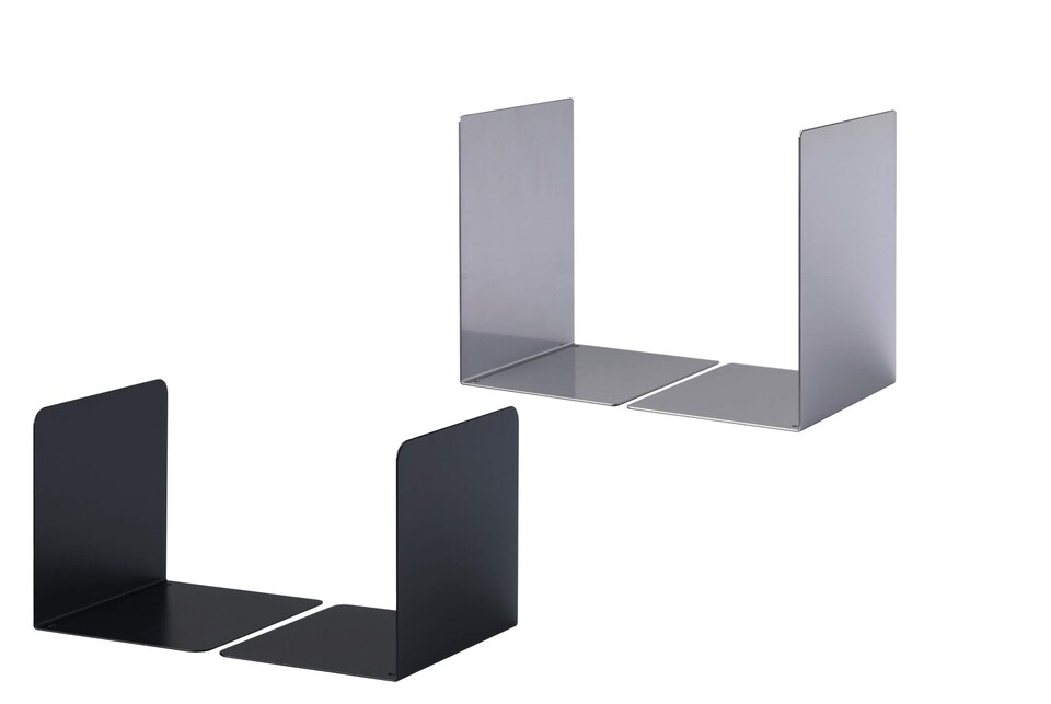 image 1 of Durable Premium Heavy Duty Small Metal Shelf Bookends | 2 Pack | Black | Black