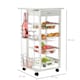 image 5 of HOMCOM Rolling Kitchen Cart, Utility Storage Cart with 4 Basket Drawers & Side Racks, Wheels for Dining Room, White