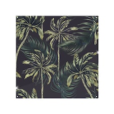 Green Palm On Black Splash Back | White