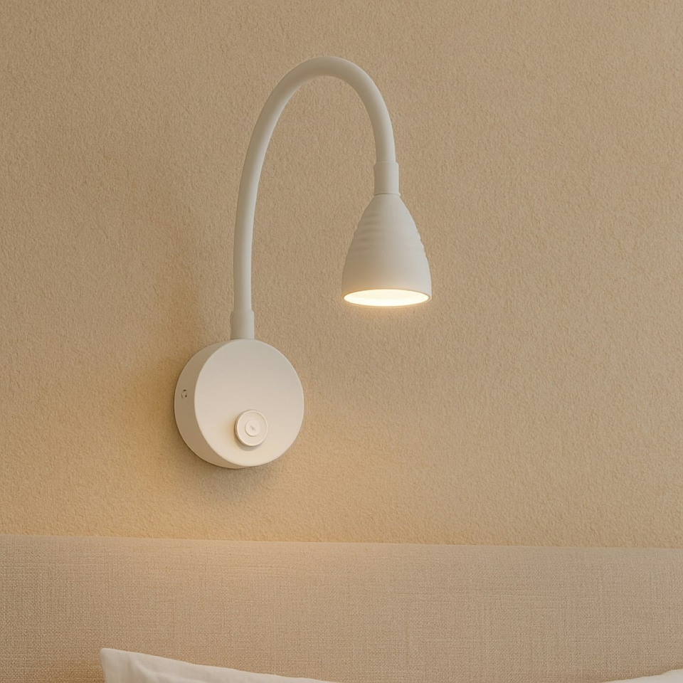 image 1 of CGC STONEY LED White Flexible Wall Light Bedside Table Reading Light White