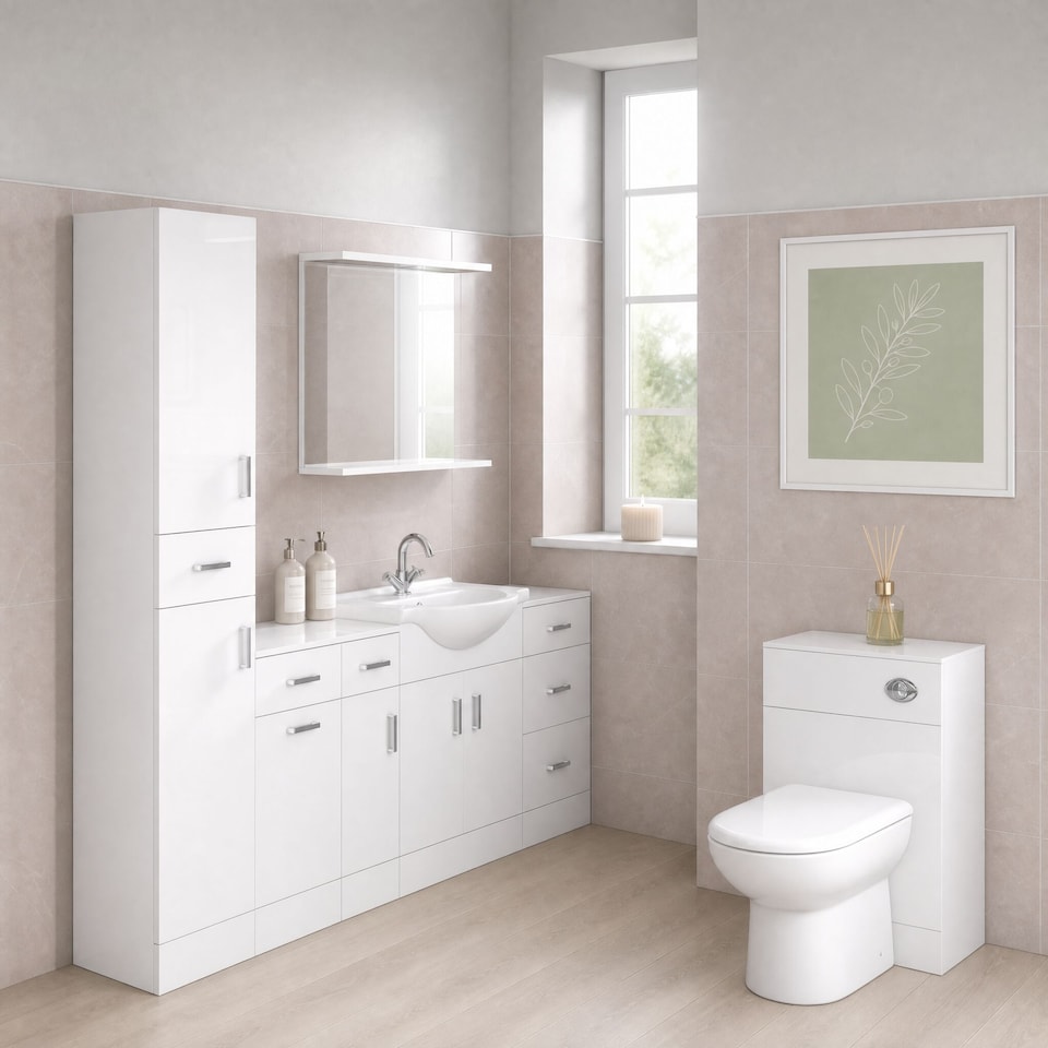 image 1 of Balterley Bathroom Rectangular Back To Wall Toilet WC Unit | White | Gloss White | 1