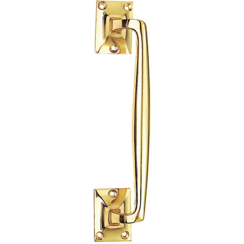 Loops One Piece Door Pull Handle 250mm Length 54mm Projection Polished Brass in Metallics
