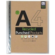 Pack of 10 A4 Eco Friendly Punched Pockets