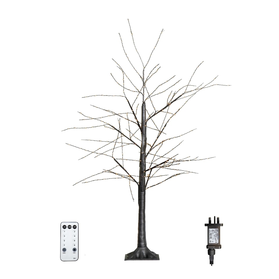 image 1 of 4ft (1.2m) Tall Light up Black Micro Dot Christmas Tree with 400 Warm White LEDs and Remote Control