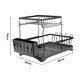 image 5 of Living and Home Steel Dish Rack with Utensil and Glass Holder -  Black