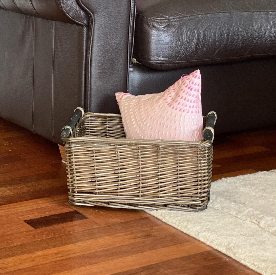 image 1 of Kitchen Log Fireplace Wicker Storage Basket With Handles Xmas Empty Hamper Basket Brown Medium 38 x 30 x 18 cm | Brown | Brown
