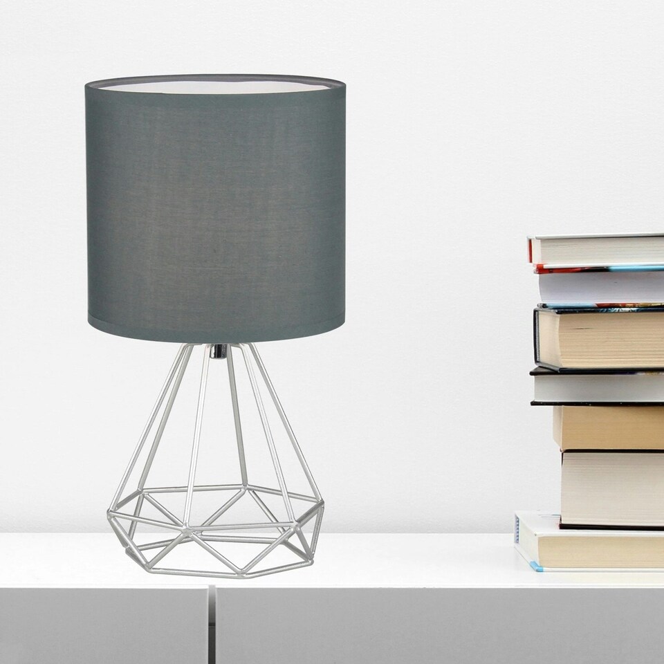 image 1 of First Choice Lighting Set of 2 Christie Silver Geometric Lamps Silver | Grey