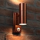 image 2 of Auraglow PIR Motion Sensor Up & Down Outdoor Wall Security Light - WARMINSTER - Copper | Copper | Copper/Warm White