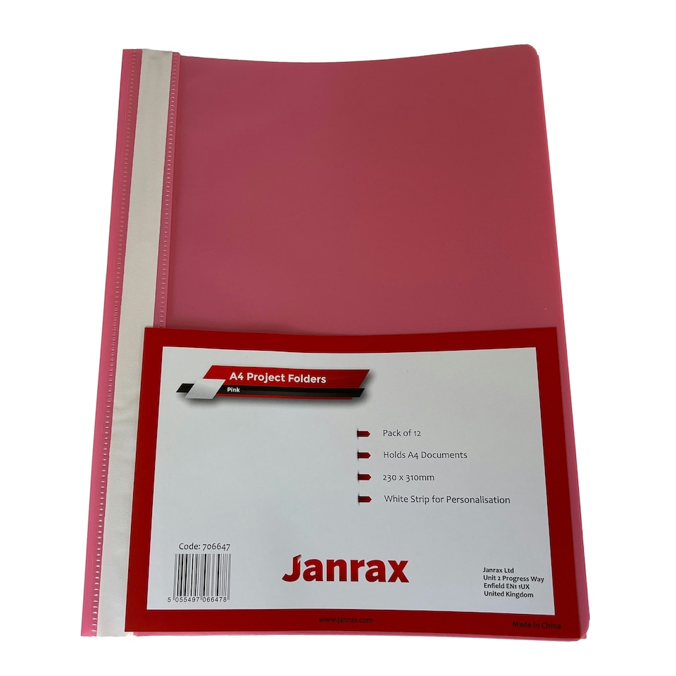 image 1 of Pack of 12 Pink A4 Project Folders by Janrax