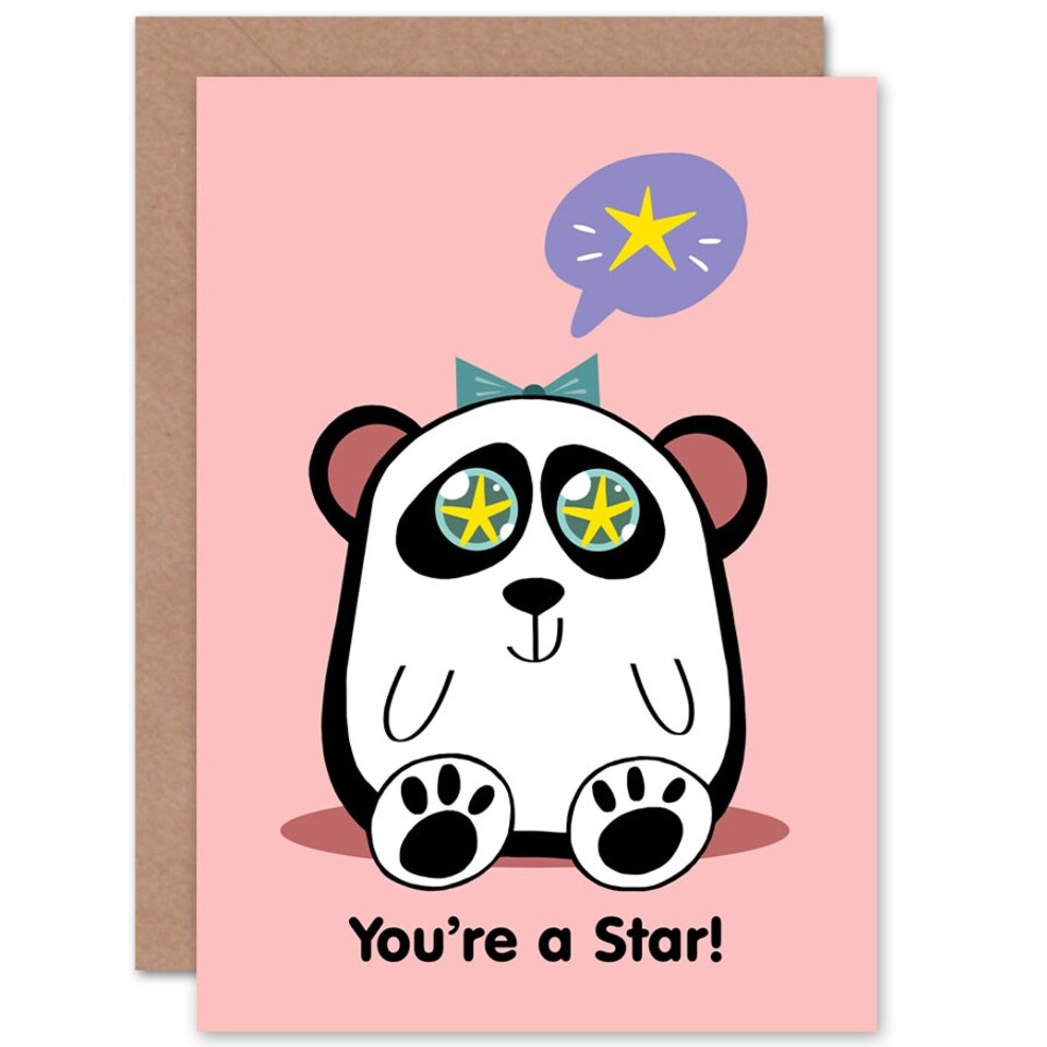 image 1 of Kawaii You're Star Panda Kids Birthday Child Kids Card