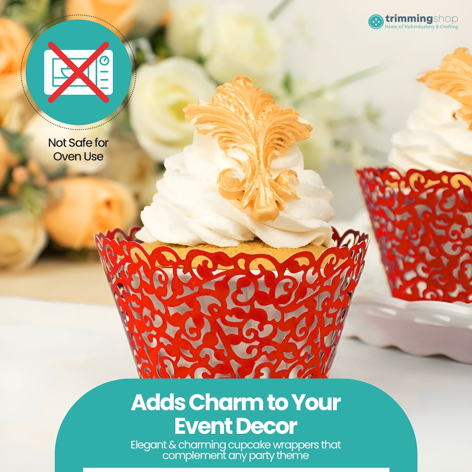image 1 of Cupcake Wrappers Laser Cut Floral Design Paper Cup Holders - 25pcs
