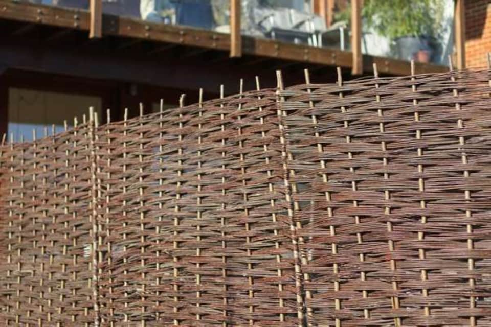 image 1 of Willow Hurdle Fence Panel Bunch Weave Coppiced Handwoven Fencing 6ft x 6ft | Brown | Brown