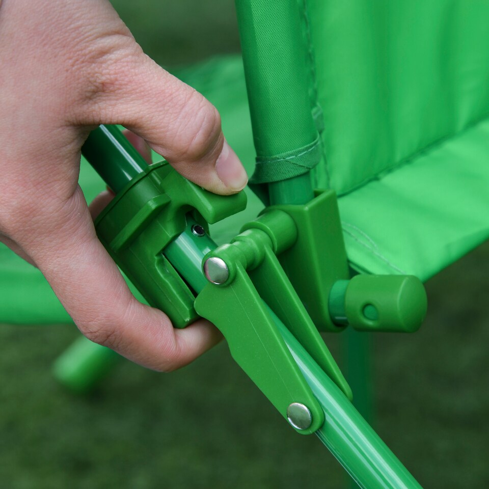 image 1 of Outsunny Foldable Patio Kids Metal Picnic Table w Frog Umbrella Green 4-piece