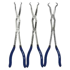 3pc Double Jointed Long Nose Plier Set 340mm Straight 45 90 degree