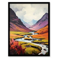 Scotland Glencoe Valley Oil Majestic Home Decor Black Framed Wall Art Print A4