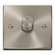 SE HOME Satin Brushed Chrome 1 Gang 2 Way LED 100W Trailing Edge Dimmer Light Switch | Chrome | Satin Chrome