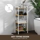 image 6 of HOMCOM 4-Tier Bamboo Bathroom Shelf with Adjustable Rack, Natural, White