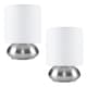 image 4 of ValueLights Pair Of Brushed Chrome Touch Table Lamps White Shades | Chrome