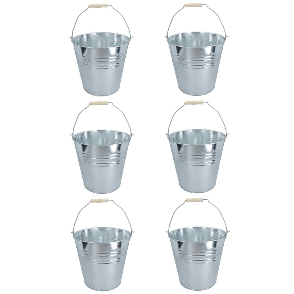 image 1 of 10L Galvanised Steel Metal Bucket Pail Water Coal Fire Greenhouse Garden Plants 6pc
