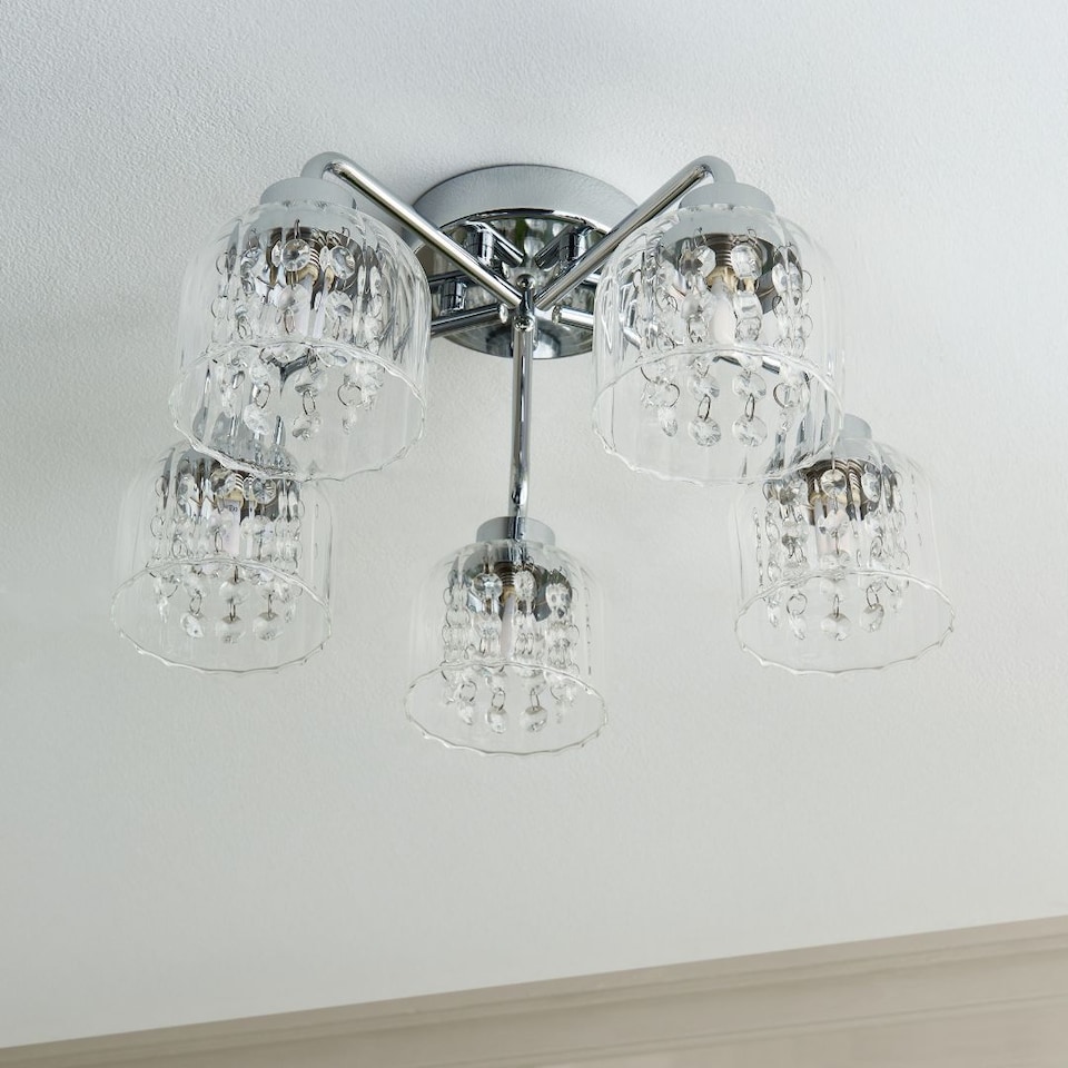 image 1 of Yarrow 5 Light Polished Chrome Semi Flush Ceiling Light
