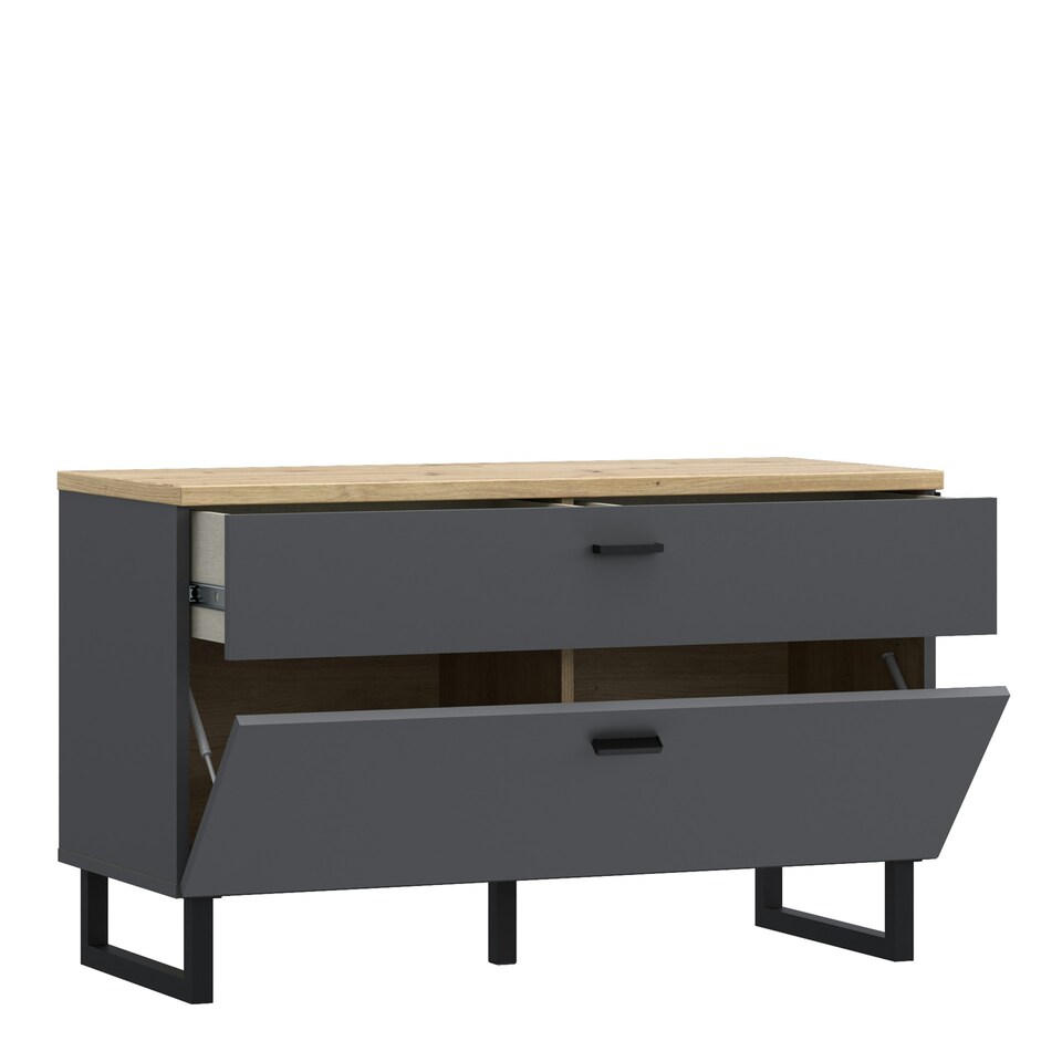 image 1 of Klara TV Unit with 1 Drawer 1 Flip Door in Grey and Oak