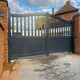 image 2 of Double Swing Gate 3500x1800mm Grey - Partial Privacy Driveway Gate with Vertical Solid Infill and Bell-Curved Top Grey
