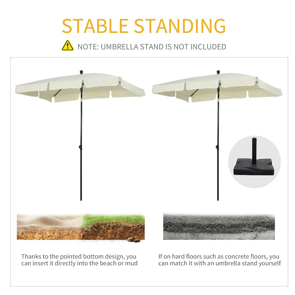 image 1 of Outsunny Aluminium Sun Umbrella Parasol Patio Rectangular 2M x 1.3M Off-White