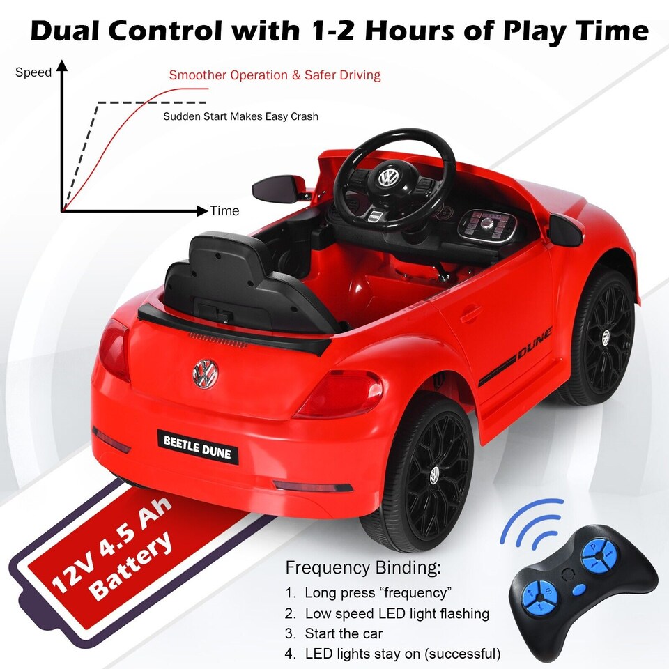 image 1 of COSTWAY Beetle Kids Electric Car Toddler 12V Red