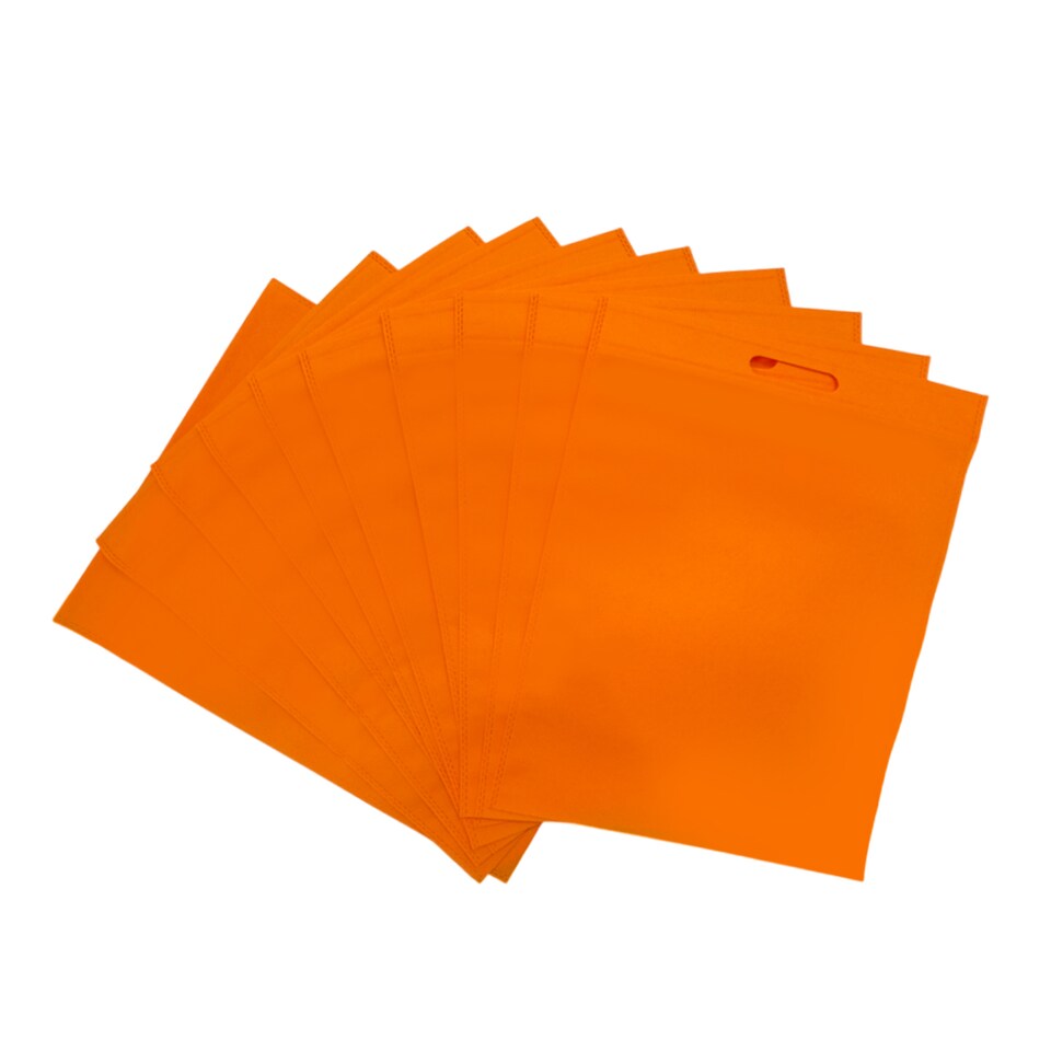 image 1 of Pack of 25 Orange Coloured 35x25cm Non-Woven Patch Handle Bags | Orange