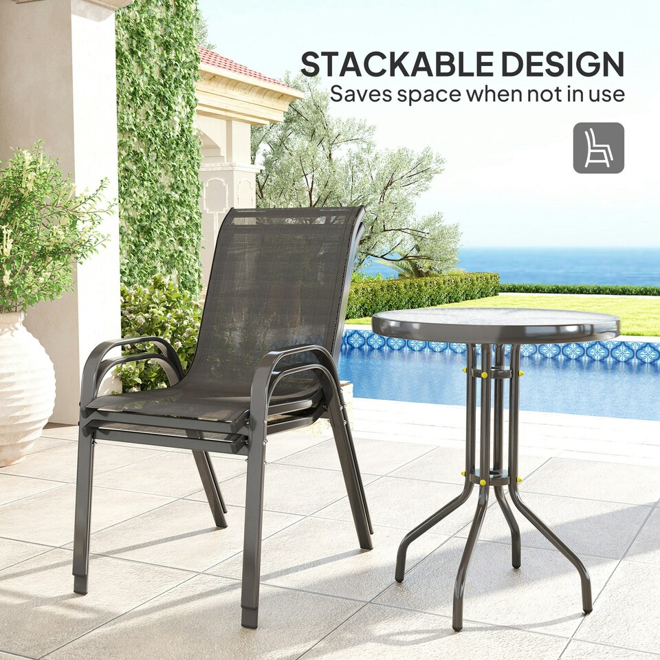 image 1 of Outsunny Garden Bistro Set, Small Garden Set w/ Stackable Chairs