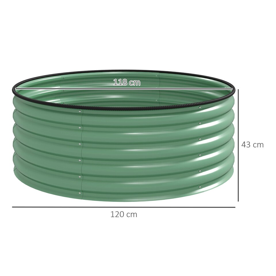 image 1 of Outsunny Galvanised Planter with Gloves, 120 x 120 x 43cm, Light Green Green