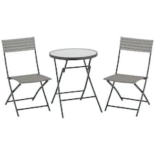 Outsunny 3 PCs Patio Wicker Bistro Set Foldable Table and Chair Set for Outdoor