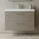 image 2 of Balterley Wall Hung Bathroom 2 Drawer Vanity Unit and 1 Tap Hole Ceramic Basin, Woodgrain Mid Oak & Handles | Brown