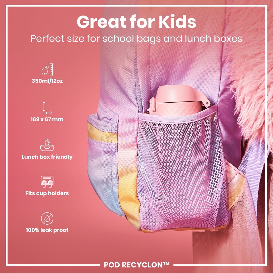 image 1 of Leak Proof Kids Water Bottle, BPA Free, 350ml (12oz) | Pink | Rose Quartz | One Size