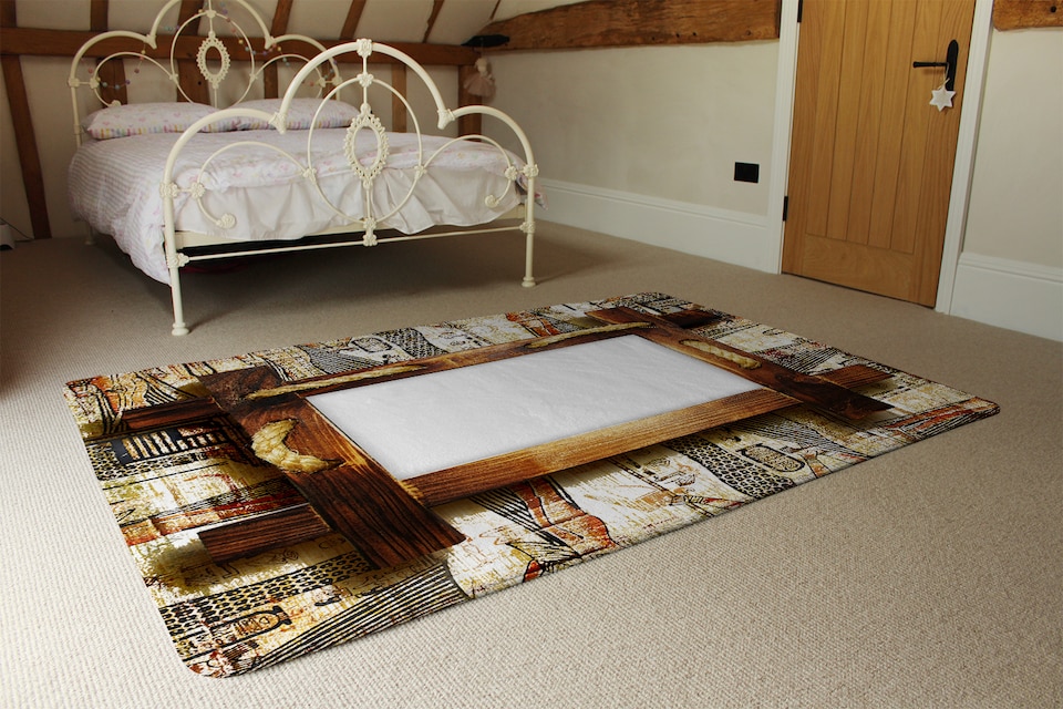 image 1 of Rustic Egyptian Wooden Frame Rug | Multi