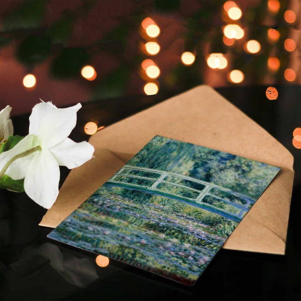 image 1 of Claude Monet Art Card Water Lilies and Japanese Bridge