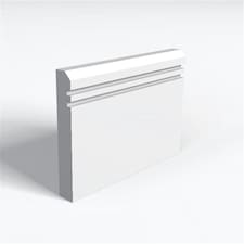 Pack of 5 (Total 5 Units) - MR MDF Primed Chamfered 2 Square Grooves Skirting Board & Rebate - 25mm(T) x 69mm(H) x 3050mm(L)