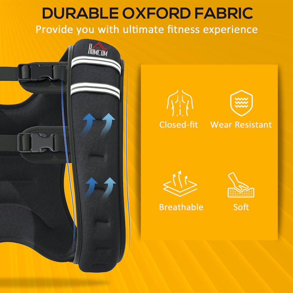 image 1 of HOMCOM 10KG Weighted Vest with Adjustable Straps, Pocket, Reflective Strips | Black