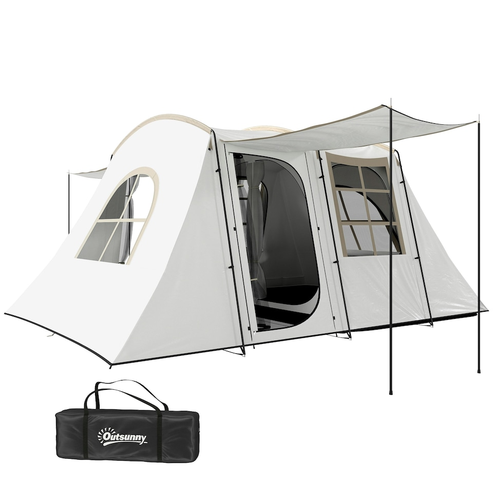 image 1 of Outsunny 3-4 Man Tunnel Tent with Sewn in Floor, 3000mm Waterproof 