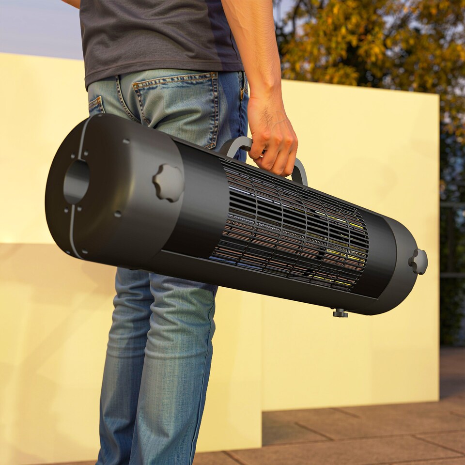 image 1 of Outsunny Electric Umbrella Parasol Mounted Patio Heater for 25-70 mm Poles, 2000 W Outdoor Garden Heater with 2 Heat Setting, 6 ㎡ Coverage, Tip-Over Protection, Black