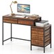 image 1 of COSTWAY Computer Desk with 5 Drawers and Side File Cabinet Brown Brown