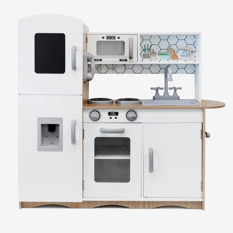 image 1 of Kidoz Deluxe Wooden Play Kitchen - Role Play Kitchen - White