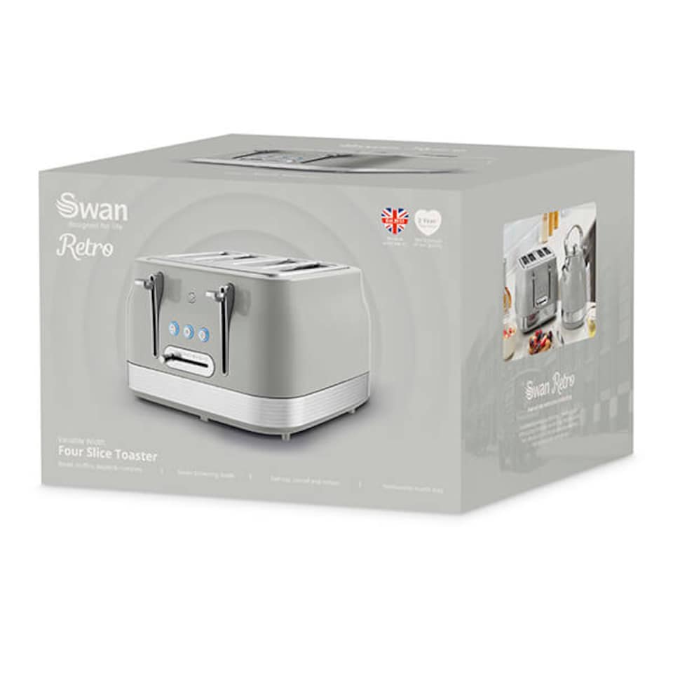 image 1 of Swan Retro Revive Grey 4 Slice Toaster