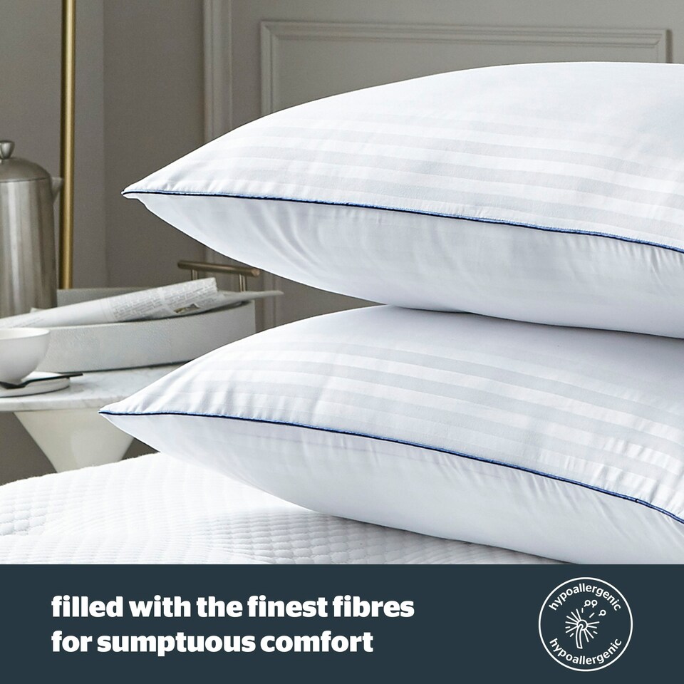 image 1 of Silentnight Luxury Hotel Collection Piped Bed Pillows, Hypoallergenic, Soft Medium Support, 4 Pack