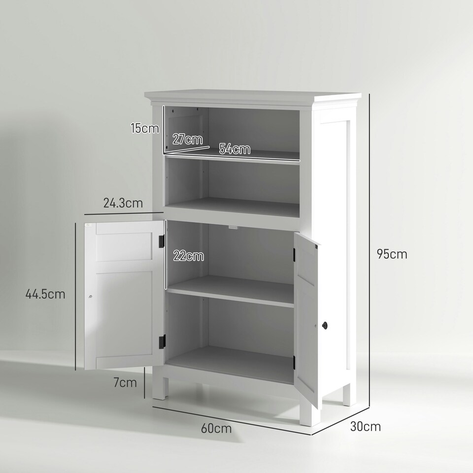 image 1 of HOMCOM Modern Bathroom Storage Cabinet with Open Shelves, White