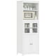 image 1 of HOMCOM Kitchen Cupboard Storage Cabinet Adjustable Shelves, Glass Doors, White