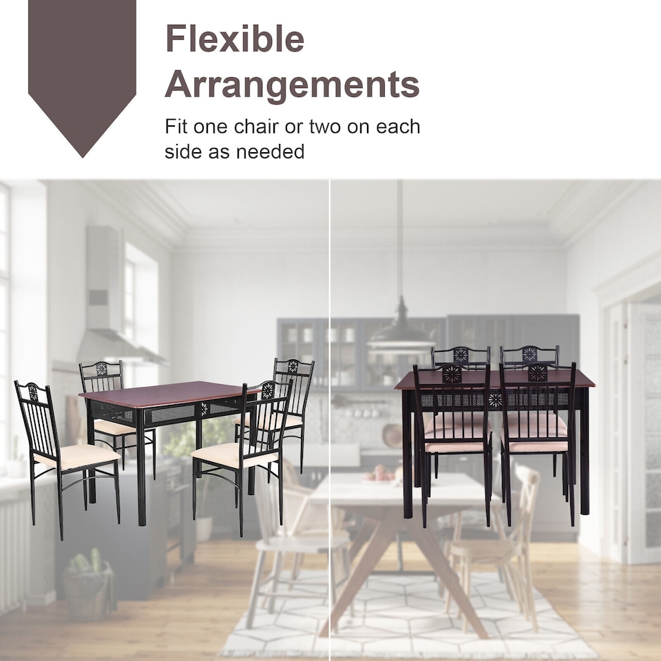 image 1 of COSTWAY 5PCS Dining Table & Chair Set Breakfast Bar Kitchen Furniture with Padded Seat