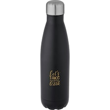 Cove Recycled Stainless Steel 500ml Insulated Water Bottle - Solid Black - One Size