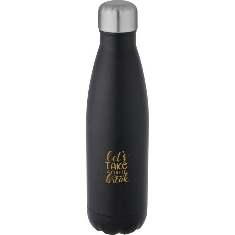 image 1 of Cove Recycled Stainless Steel 500ml Insulated Water Bottle - Solid Black - One Size