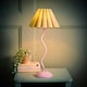 image 1 of ValueLights Wiggle Sage Pleated Scallop Lamp Shade Pale Purple Metal Table Lamp and LED Bulb Purple
